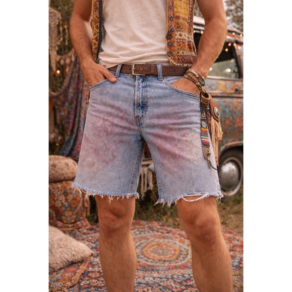 Levi's 505 Denim Shorts W33 Acid Wash Bleach Distressed Cutoff Vintage Grunge